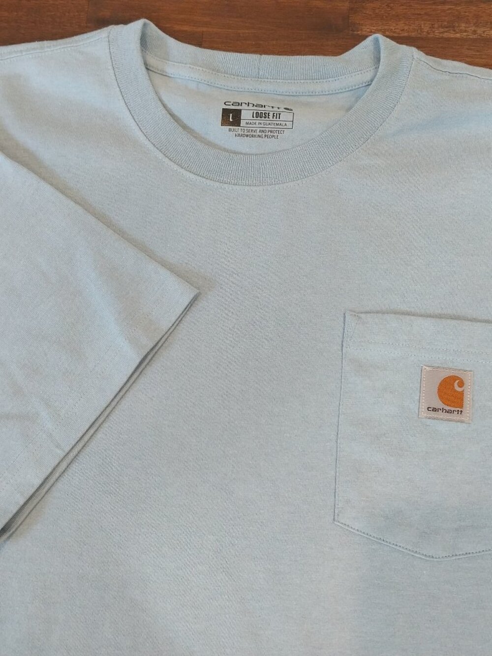 Carhartt pocket tee Shirt Mens Large Light Blue Loose fit Crew Neck Short Sleeve
